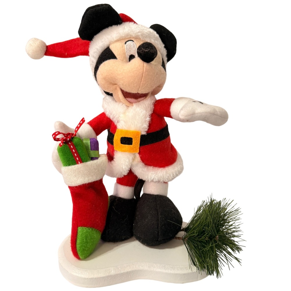 Disney DanDee Santa Mickey Mouse Plush Figure Holiday Decor 2011 10 Inch